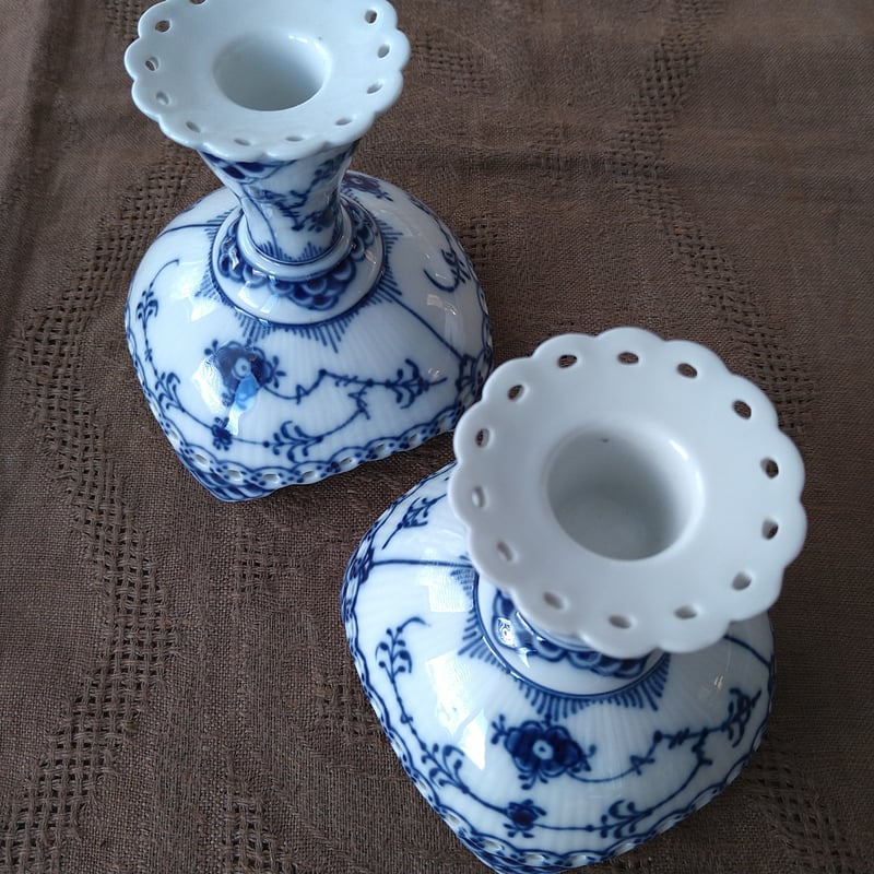 1975～1979年RoyalCopenhagenフルレースキャンドルスタンド、ペア/Full