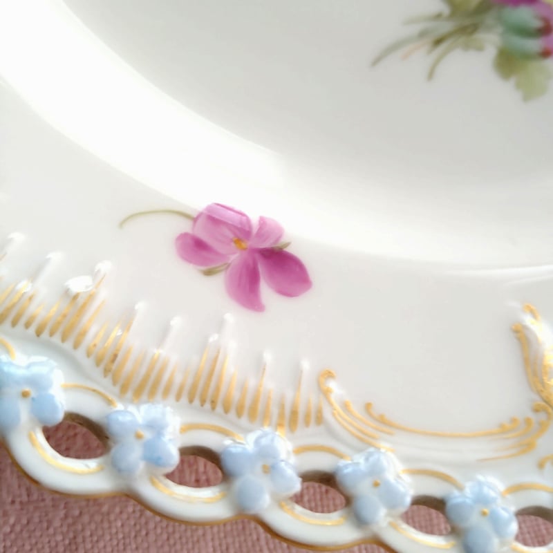 1915～1920年頃のKPMベルリン、忘れな草とレースの縁どり