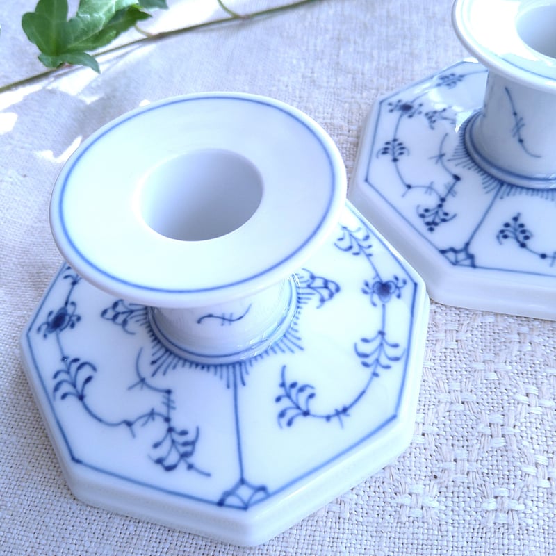 1969～1974年RoyalCopenhagenプレインのキャンドルホルダー8角形ペア/Ca