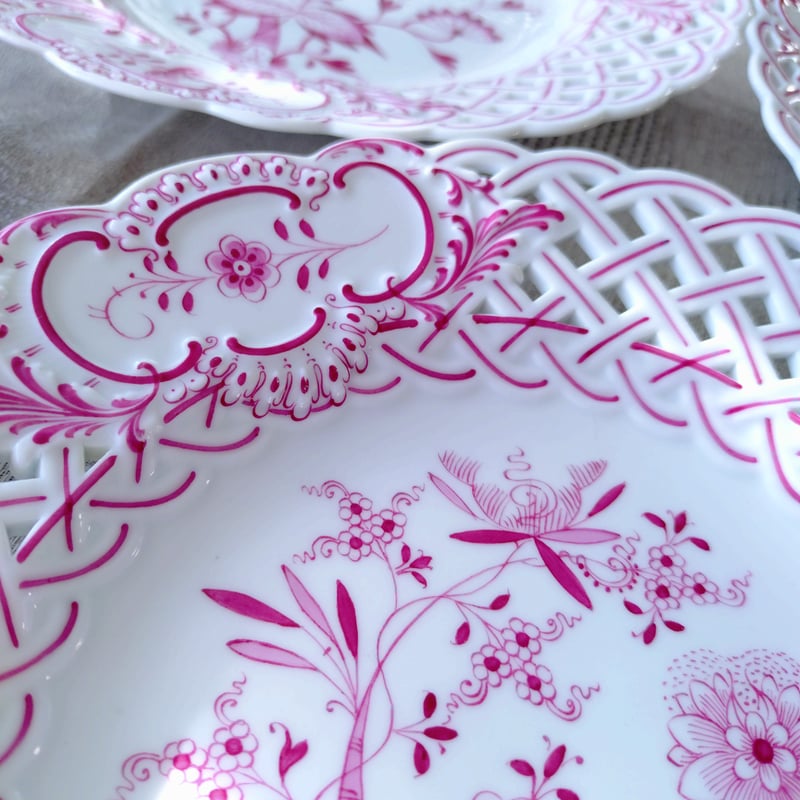 大皿 青とピンクの珍しい色合い アンティーク 【公式通販】