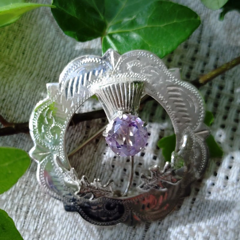 W.B.s スコットランドのアザミのシルバーブローチ直径約4.4㎝D