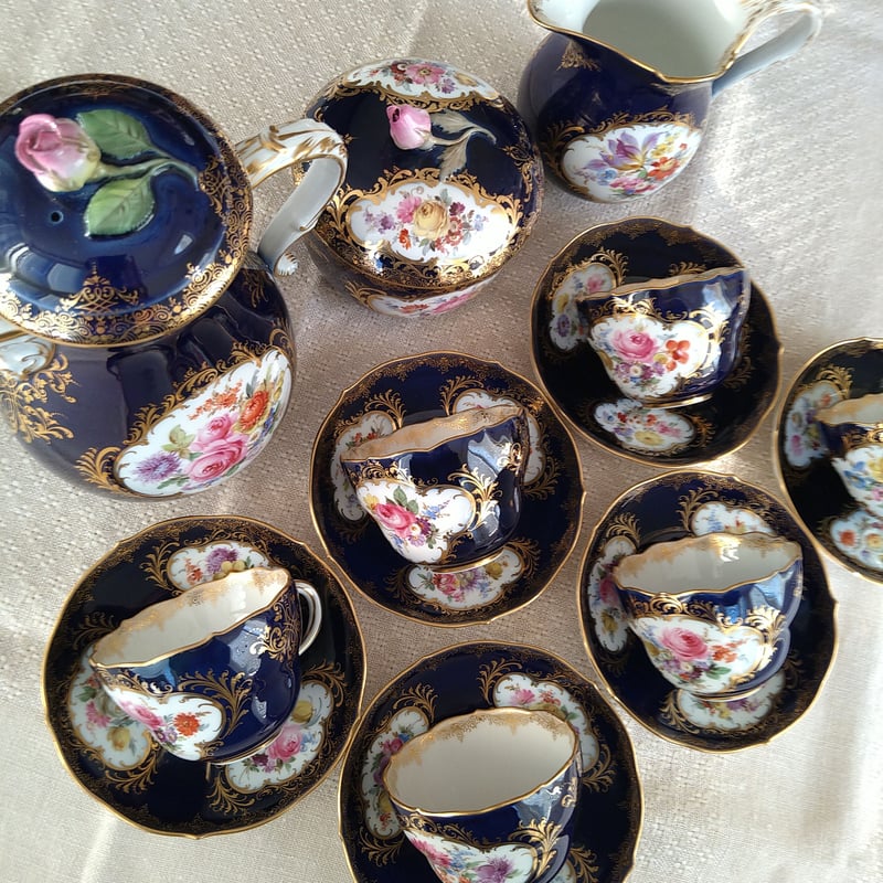 Meissen コバルトドイツフラワー6人用コーヒーサービス/Cobalt Meissen コバルトドイツフラワー6人用コーヒーサービス/Cobalt