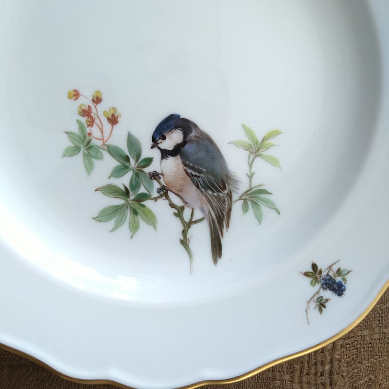 Meissenマイセン1957～1972年のドイツの鳥、ヒガラのケーキプレート18