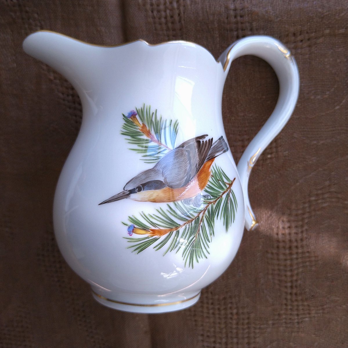 ☆未使用 MEISSEN ポット Meissenマイセンドイツの鳥のコーヒーポット、ミルク、シュガー3