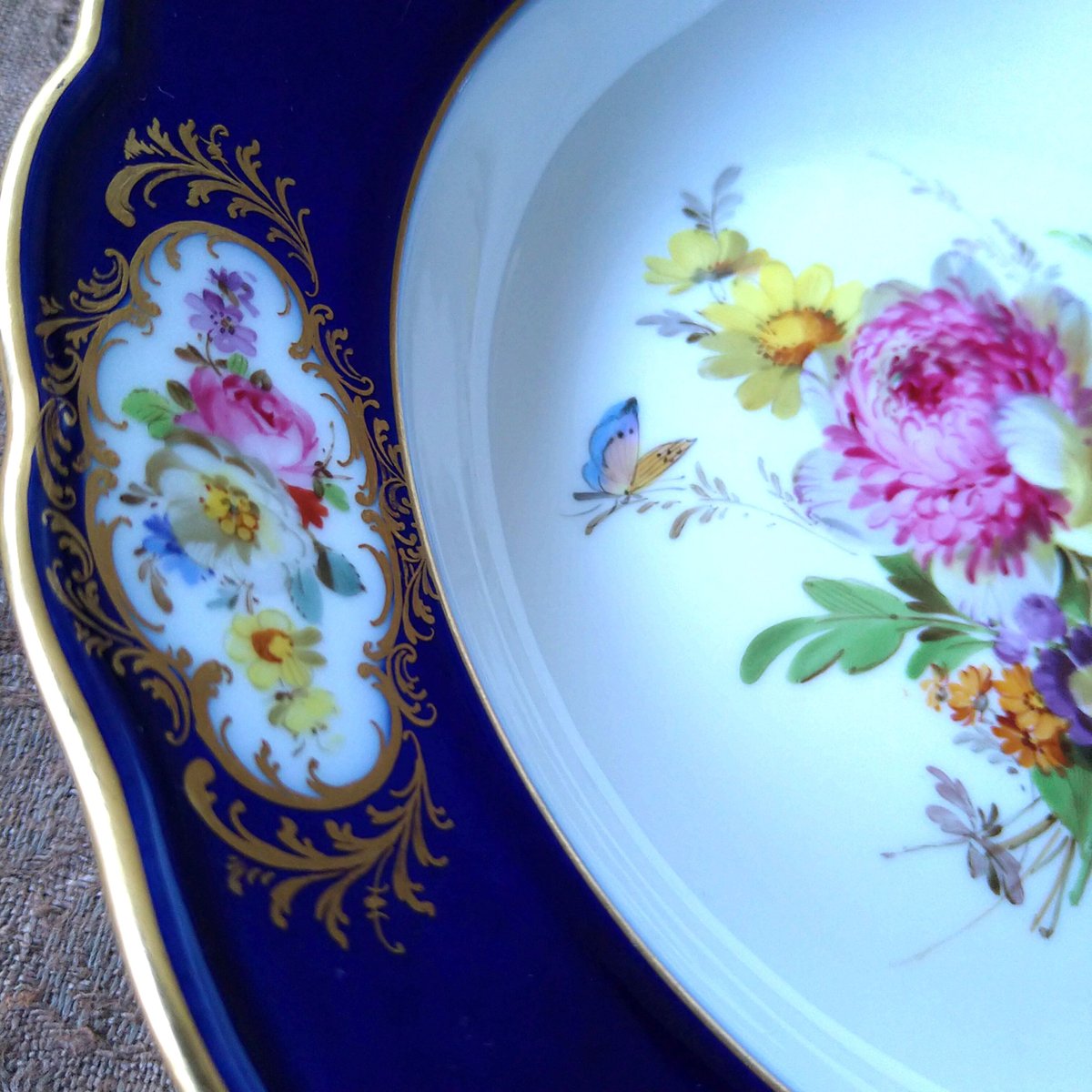 マイセン Meissen 1900-1910年頃 川辺の風景 ボンボニエル