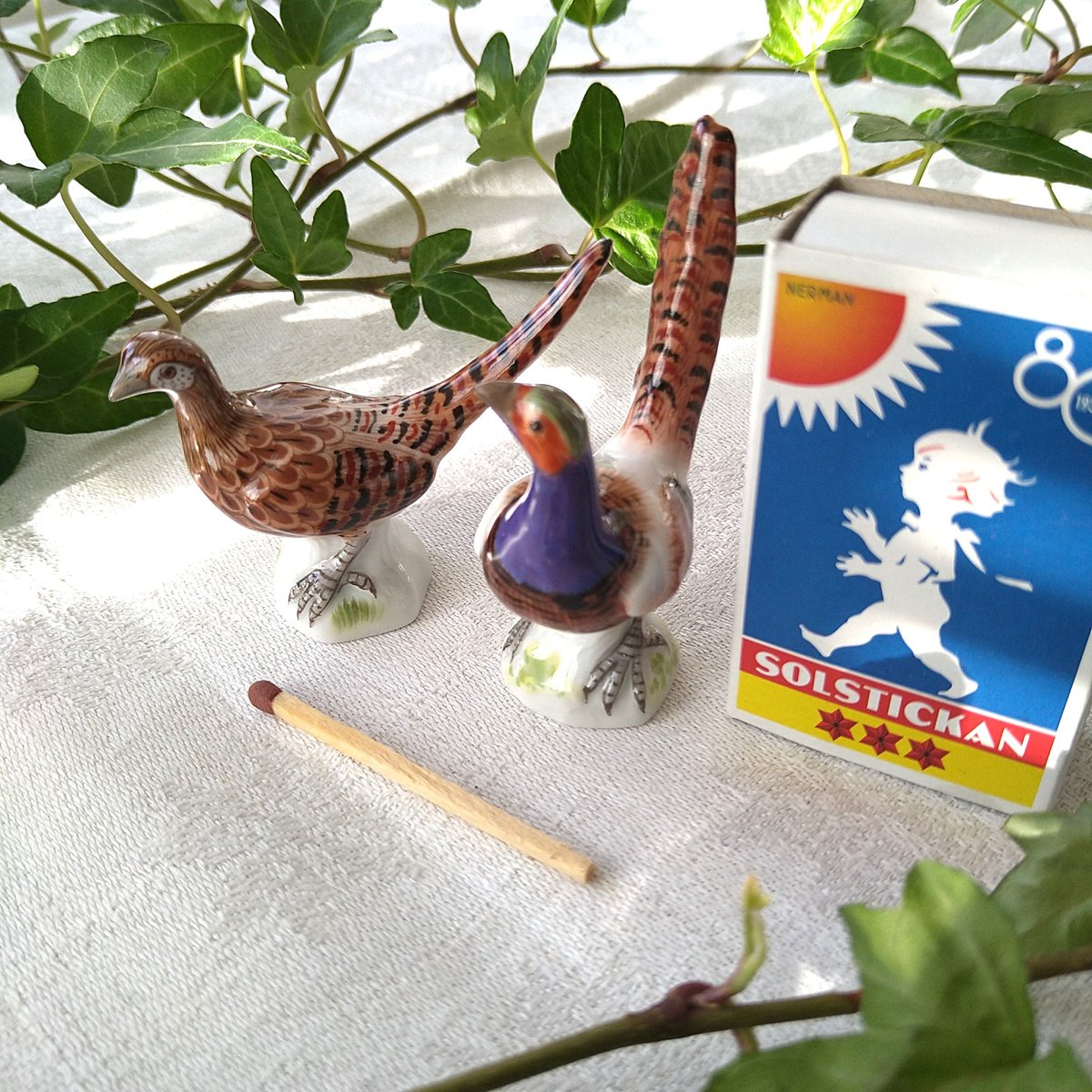 【USED】マイセン　meissen 置物　飾り　陶器　キジ　雉　小物 1950年以降マイセンのミニチュアの雉のペア | アンティーク田中