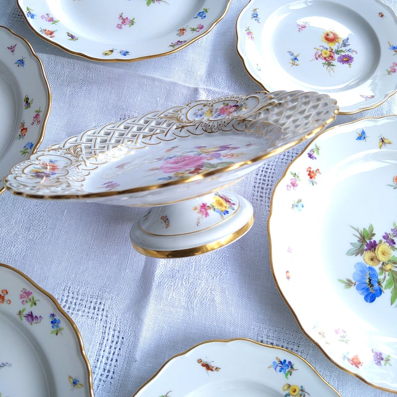 【MEISSEN】マイセン 色絵貼花 オープンワーク コンポート マイセン 色絵貼花オープンワークコンポート - メルカリ