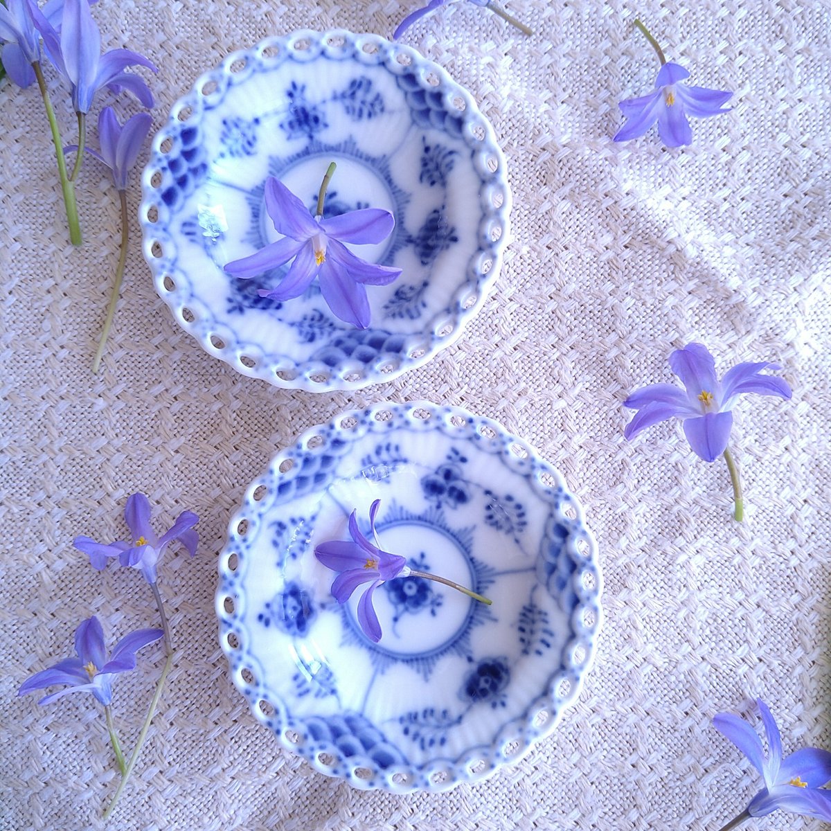 ロイヤルコペンハーゲン　フルレース　バターパット2枚　1145 RoyalCopenhagenフルレースのバタープレート直径約7.5㎝/FullLace Bu