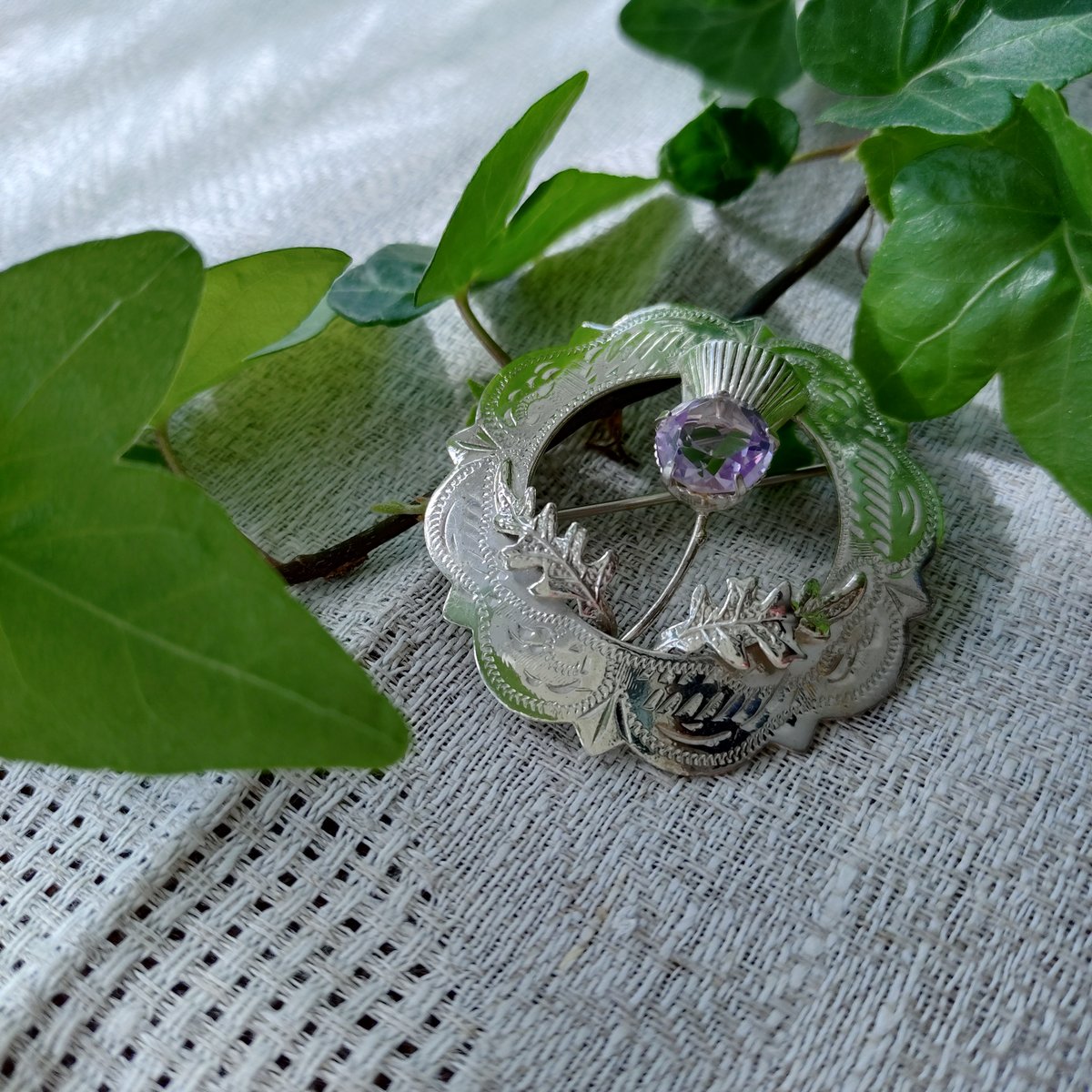 W.B.s スコットランドのアザミのシルバーブローチ直径約4.4㎝D