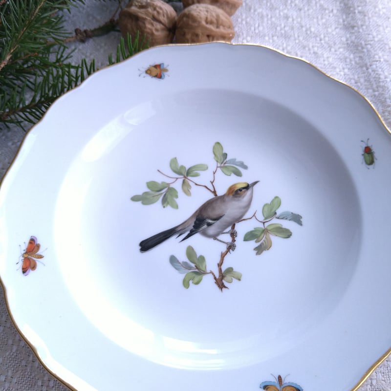 □川魚と水草・写実画□２５ｃｍ□１８２１年〜１９２４年◇Meissenマイセン◇ 川魚と水草・写実画・25cm・1821年ー1924年◇Meissen