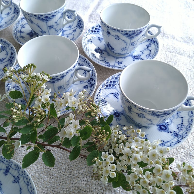 コープランド = 花絵付け・カップ&ソーサー ＝ Dk.Blue = C1733