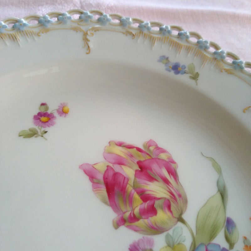 1915～1920年頃のKPMベルリン、忘れな草とレースの縁どり