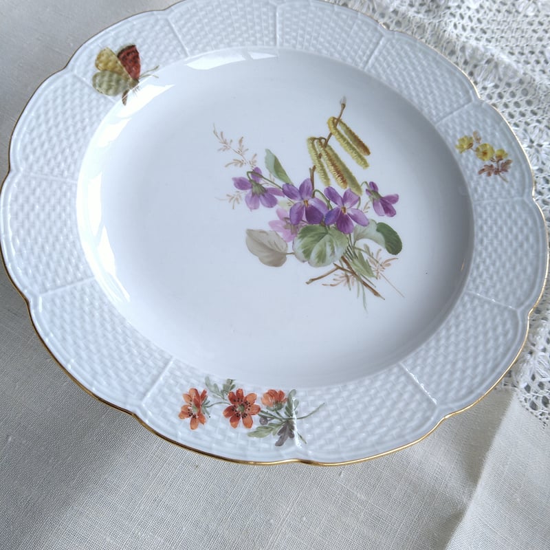 Meissenマイセン1924年以前のスミレとハシバミの低めのコンポート直径