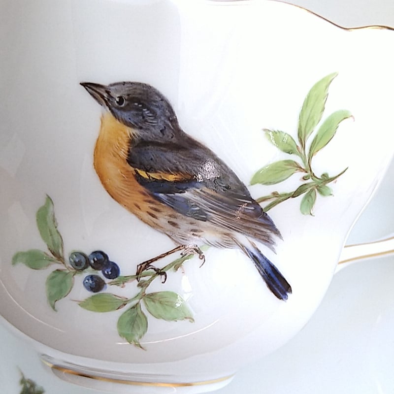 Meissenマイセン1970年頃ドイツの鳥コーヒーカップソーサー Meissenマイセン1970年頃ドイツの鳥コーヒーカップソーサー