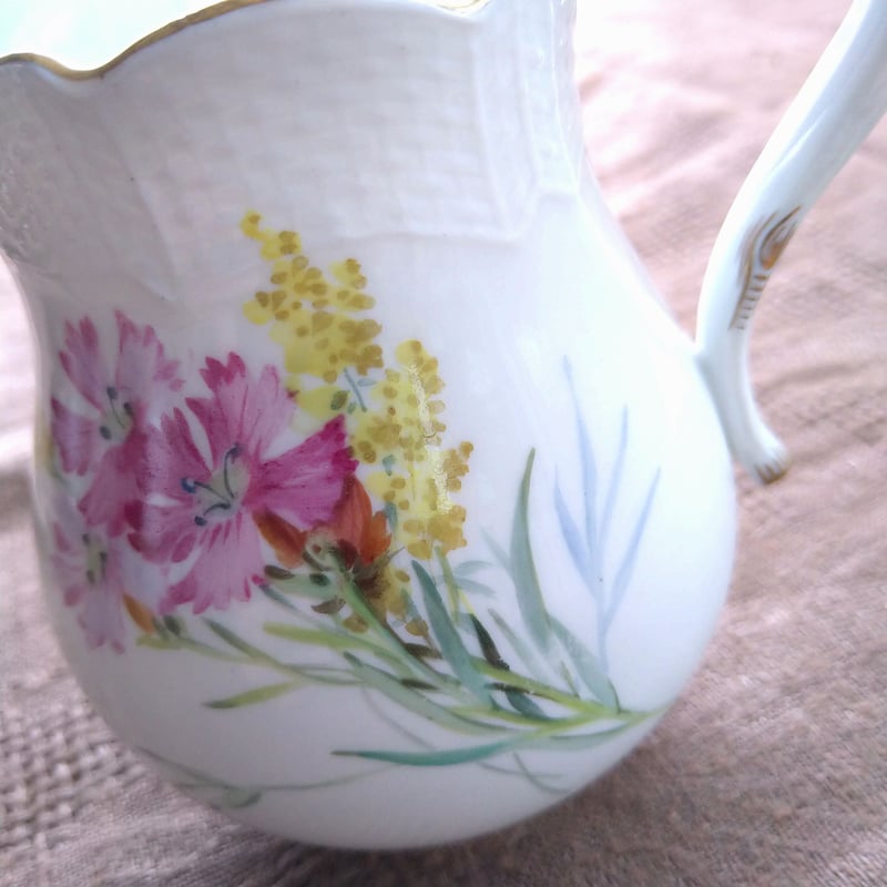 1924年以前マイセン自然主義様式絵付けのミルクピッチャー/Milk