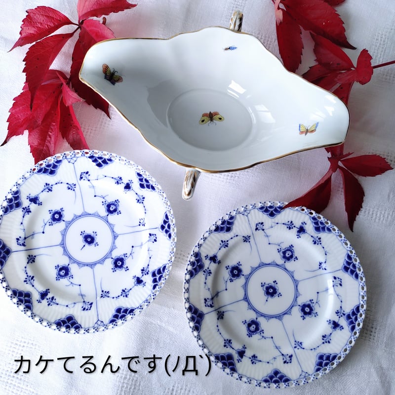 フローラダニカ　ブルーフラワープレート17㎝金継ぎあり。 フローラダニカ ブルーフラワープレート17㎝金継ぎあり。 金継ぎの練習