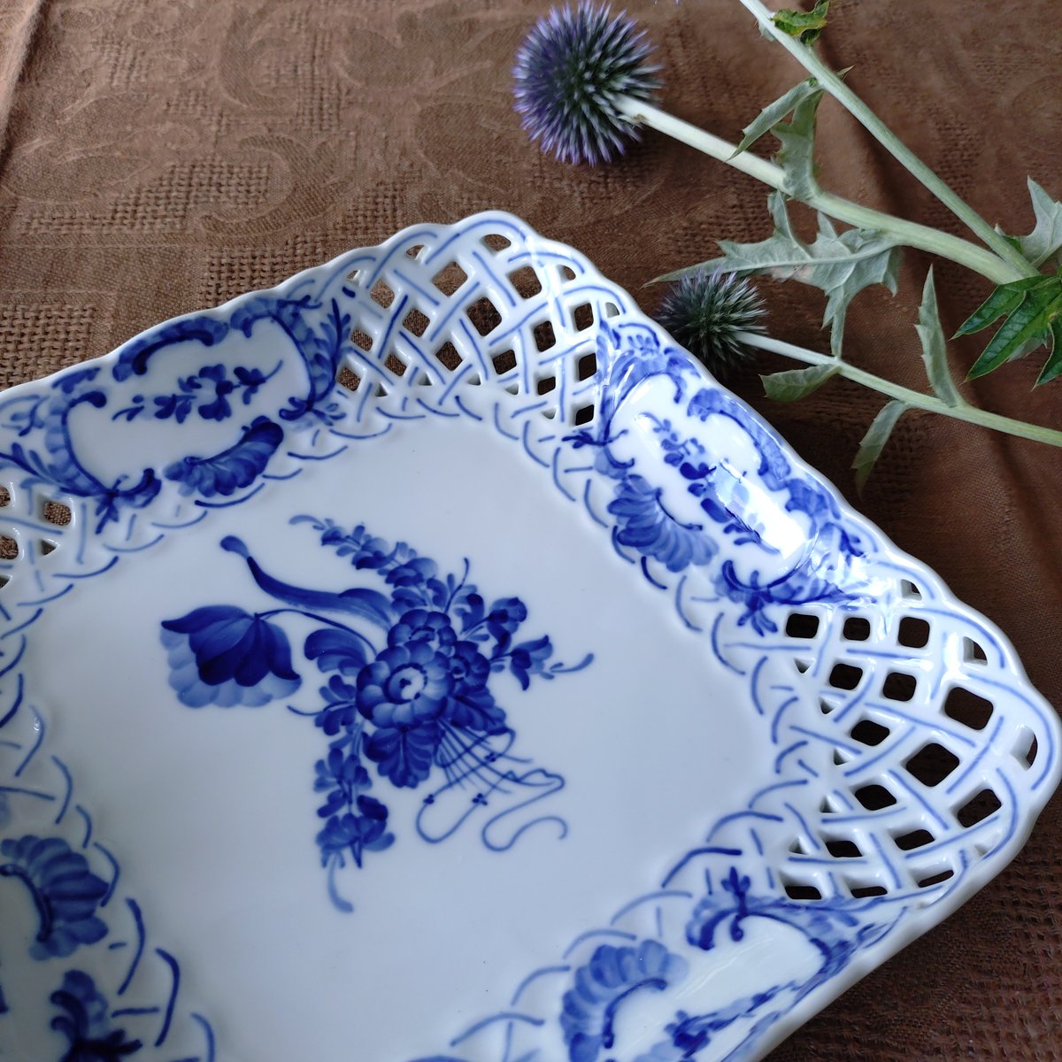 ロイヤルコペンハーゲン ブルーフラワー カーブ オープンワーク皿21cm