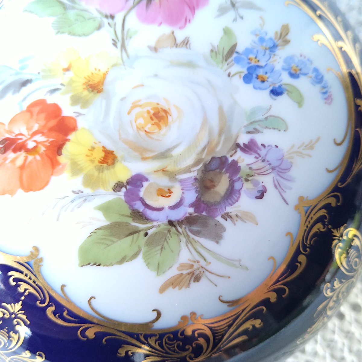 マイセン『金彩コバルト』七つ花 花瓶34cm まァ マイセン『金彩コバルト』七つ花 花瓶34cm まァ