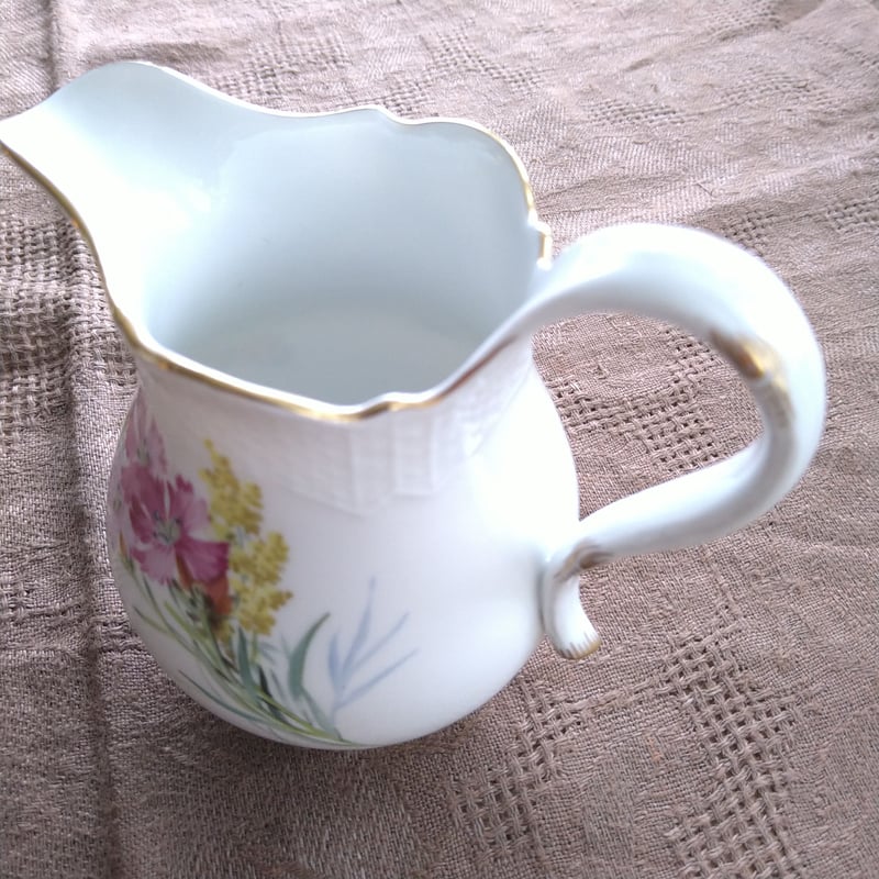 1924年以前マイセン自然主義様式絵付けのミルクピッチャー/Milk