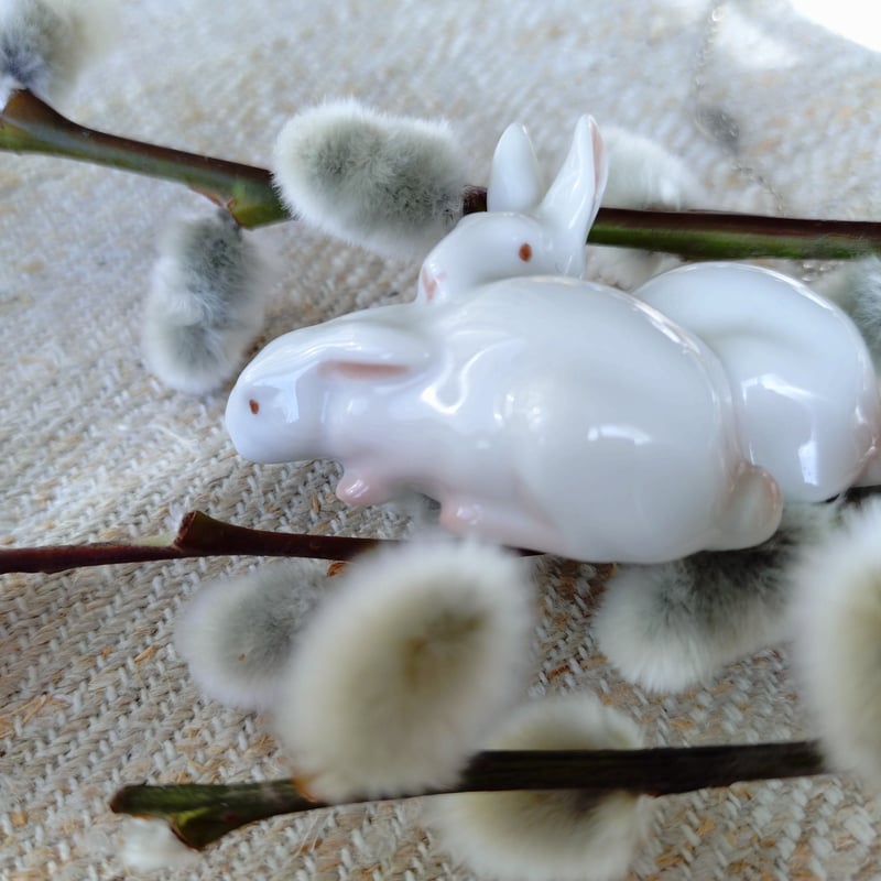 Bing＆Grondahlビングオーグレンダールのチビチビ白うさぎのペア