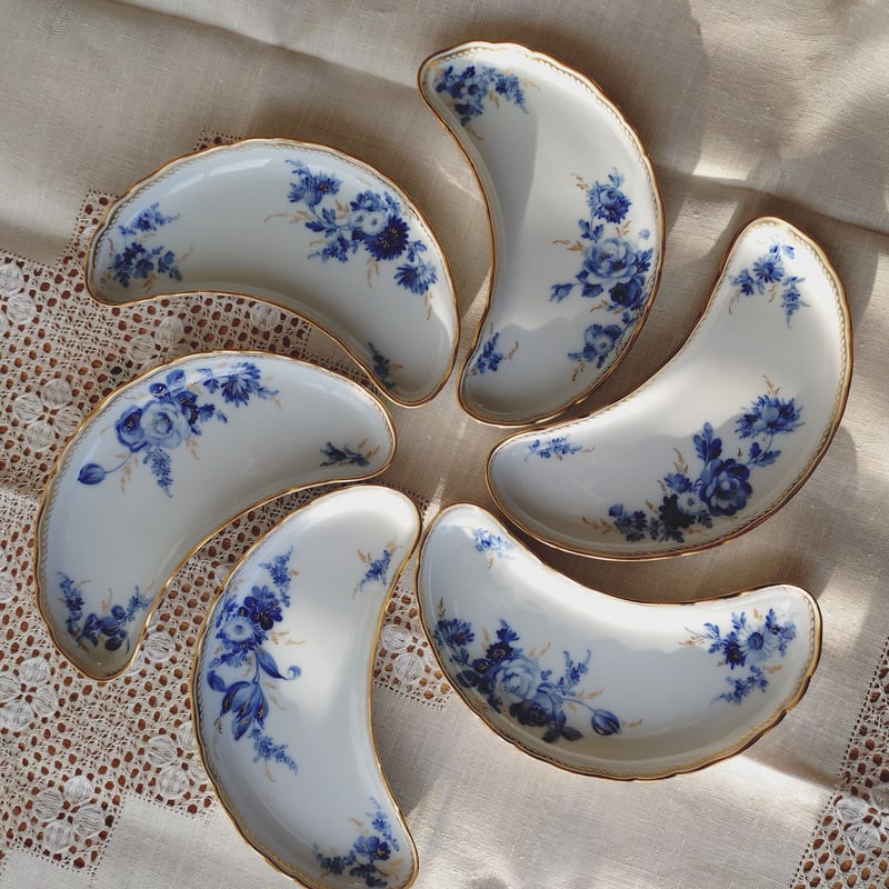 未使用◇Meissen◇マイセン◇スモールディッシュ 飾り皿◇クロッカス◇ 1924年以前Meissenマイセンクレセントディッシュ/三日月皿は🌒は