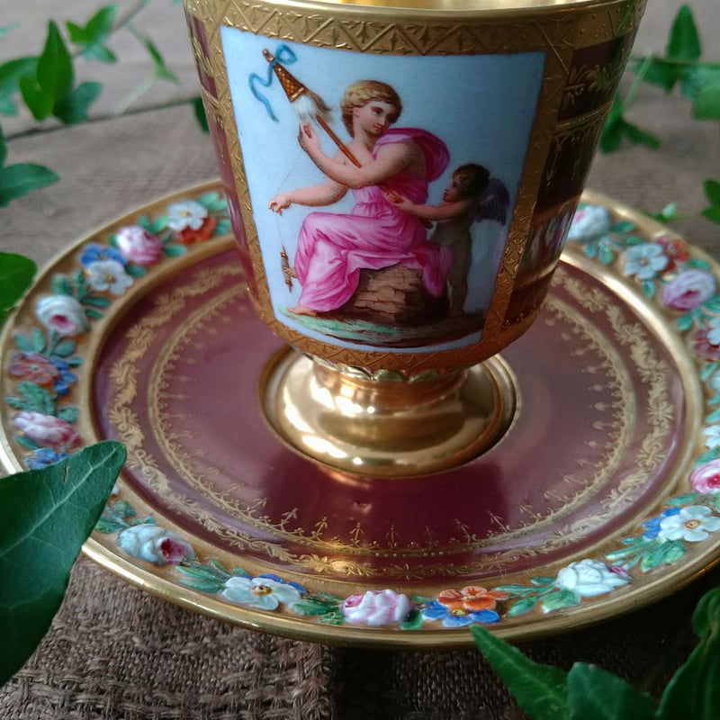 1830年頃 ウィーンの天使が守ってます💛天使ハンドルのカップソーサー