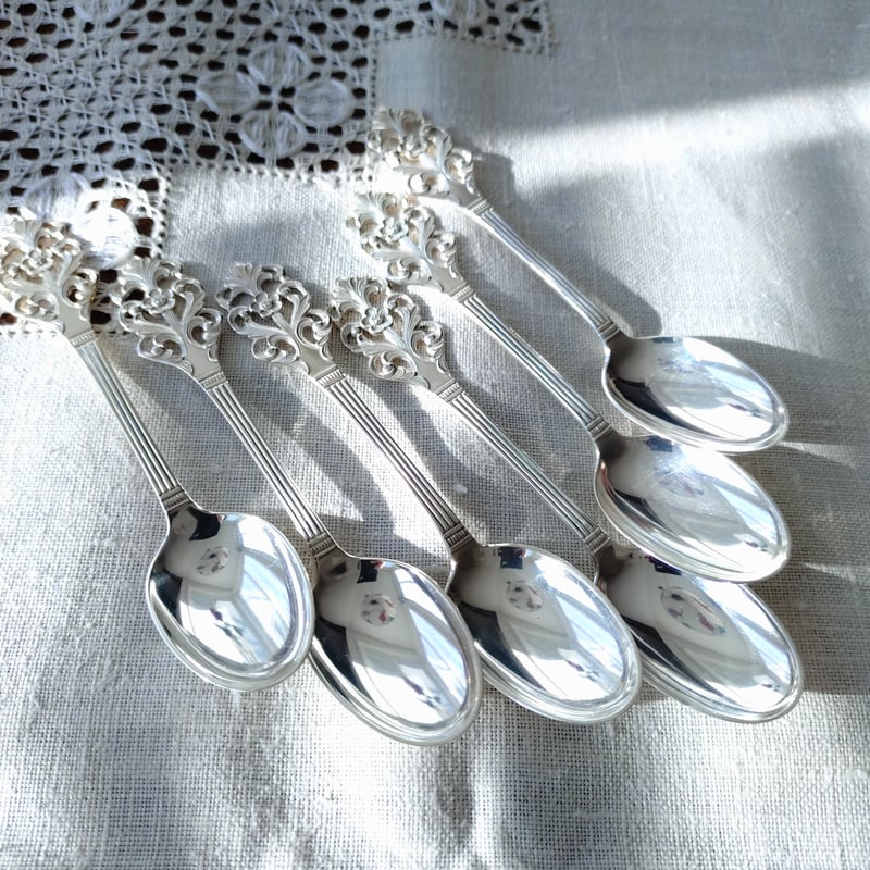 Norwayノルウェーシルバー830VikingRoseのコーヒー/モカスプーン6本