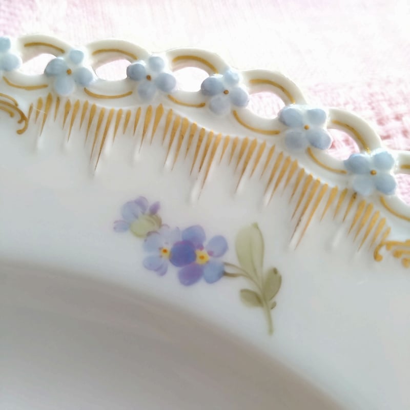 1915～1920年頃のKPMベルリン、忘れな草とレースの縁どり