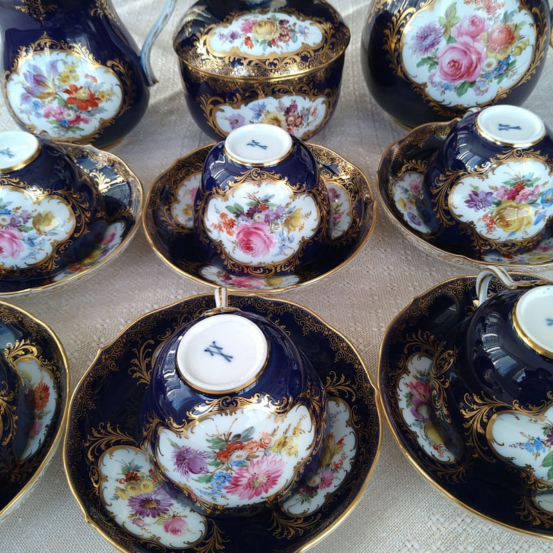 Meissen コバルトドイツフラワー6人用コーヒーサービス/Cobalt Meissen コバルトドイツフラワー6人用コーヒーサービス/Cobalt