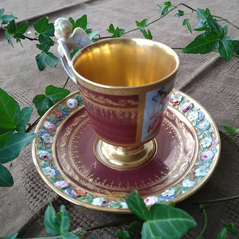 1830年頃 ウィーンの天使が守ってます💛天使ハンドルのカップソーサー