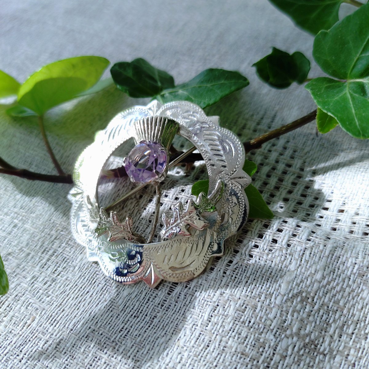 W.B.s スコットランドのアザミのシルバーブローチ直径約4.4㎝D