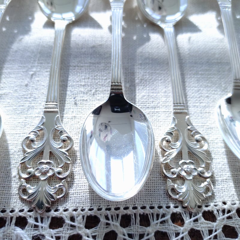 Norwayノルウェーシルバー830VikingRoseのコーヒー/モカスプーン6本