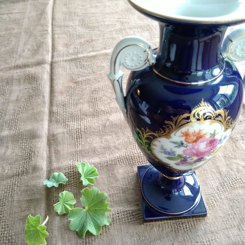 マイセン　コバルト　アンティーク　花瓶　フラワーベース
