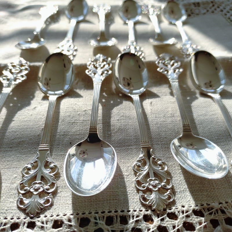 Norwayノルウェーシルバー830VikingRoseのコーヒー/モカスプーン6本