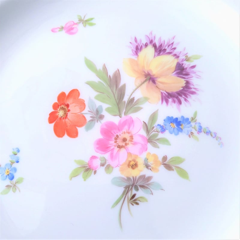1860~1924年Meissen花と昆虫の絵の前菜皿21㎝D紫のケシと小花 1860~1924年Meissen花と昆虫の絵の前菜皿21㎝D紫のケシと小花