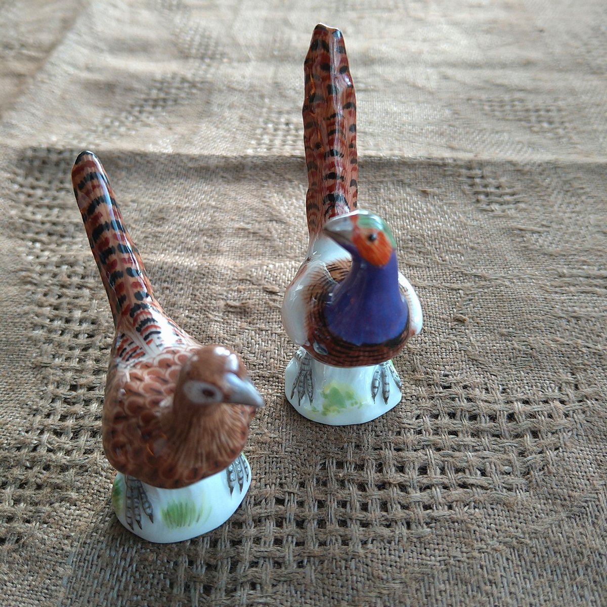 【USED】マイセン　meissen 置物　飾り　陶器　キジ　雉　小物 1950年以降マイセンのミニチュアの雉のペア | アンティーク田中