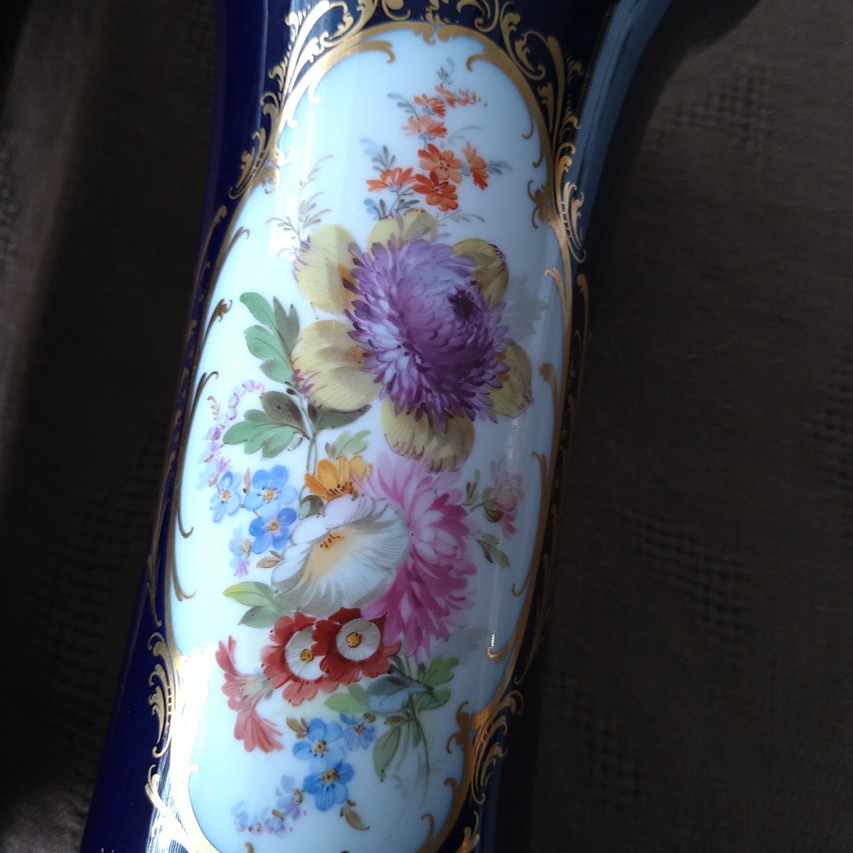 Meissen】美品 マイセン コバルト金彩 フラワーベース 花瓶