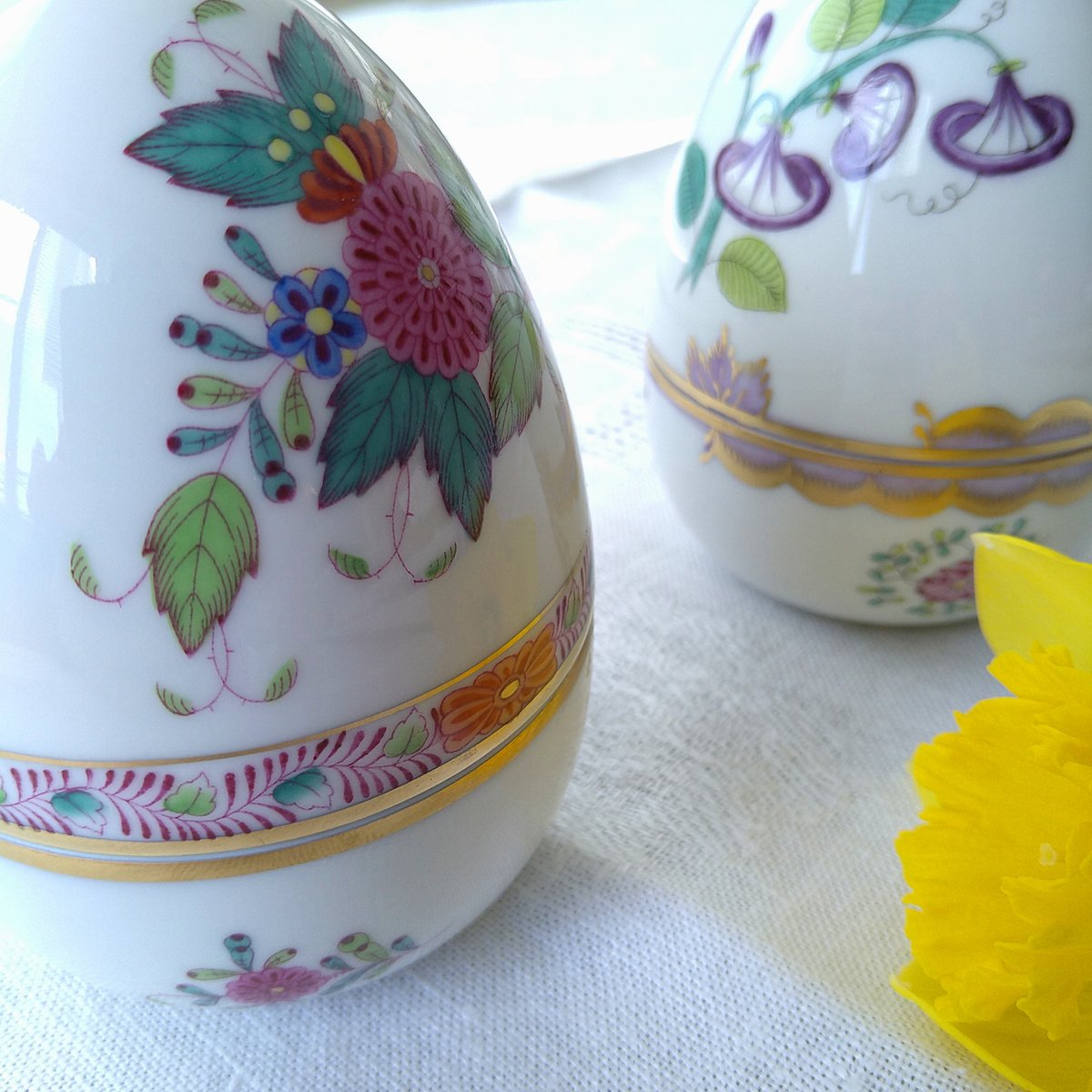 Herendヘレンドのコロンブスの卵のような小物入れは高さ約10㎝H口径約