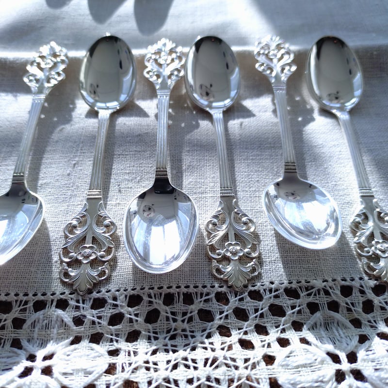 Norwayノルウェーシルバー830VikingRoseのコーヒー/モカスプーン6本