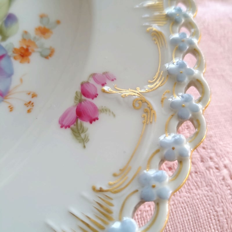 1915～1920年頃のKPMベルリン、忘れな草とレースの縁どり