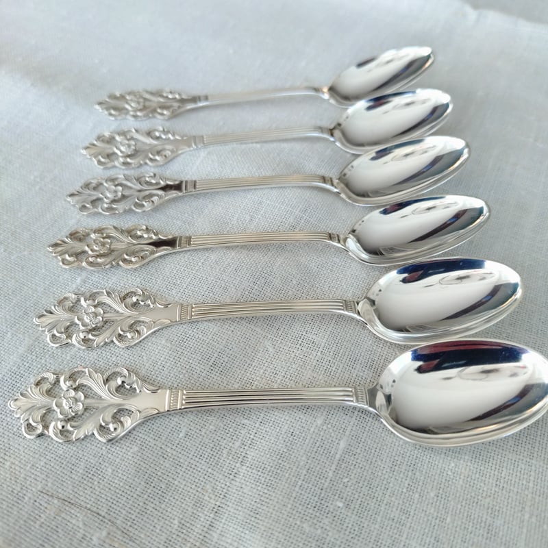 Norwayノルウェーシルバー830VikingRoseのコーヒー/モカスプーン6本