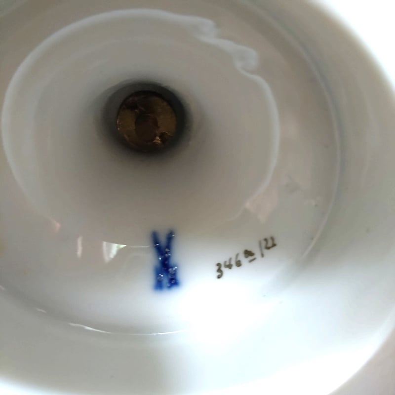 Meissenマイセン、コバルトにフラワーブーケの花瓶、高さ約23.7㎝H