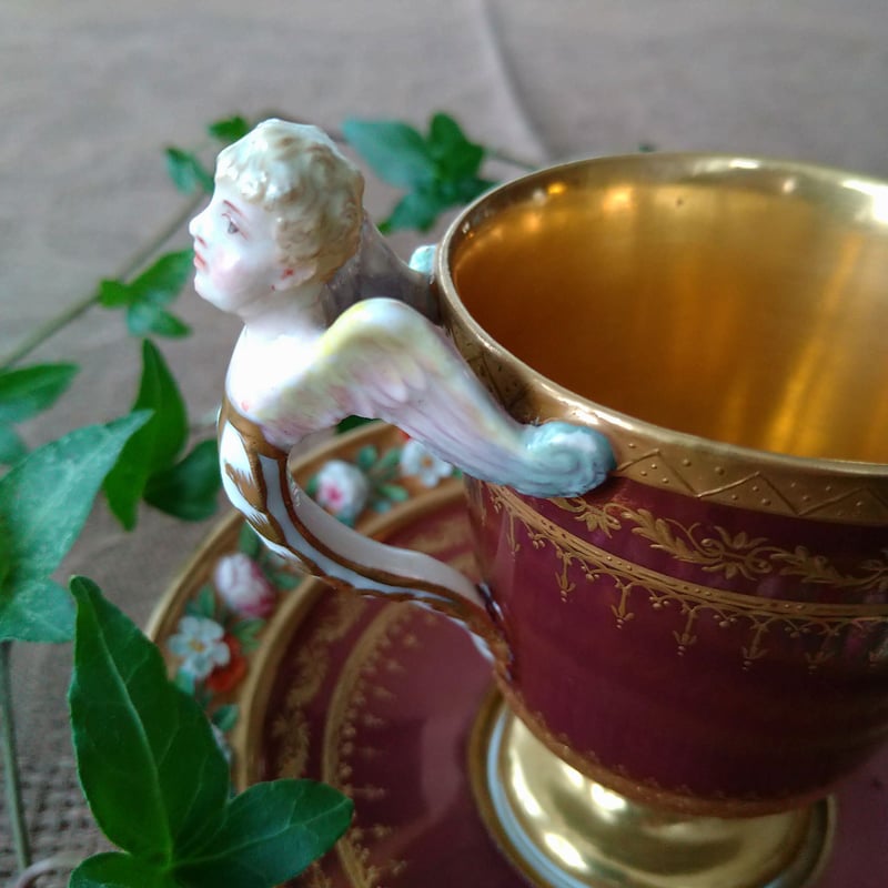 1830年頃 ウィーンの天使が守ってます💛天使ハンドルのカップソーサー