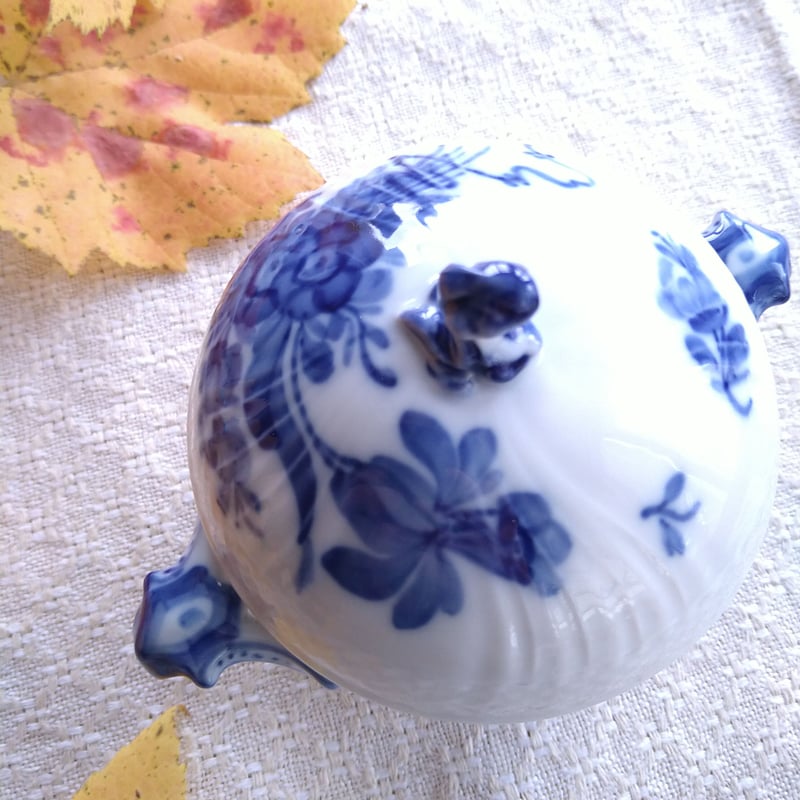ロイヤルコペンハーゲン青い花模様のシューガーポット アンティーク雑貨 中古 ROYAL COPENHAGEN(ロイヤル