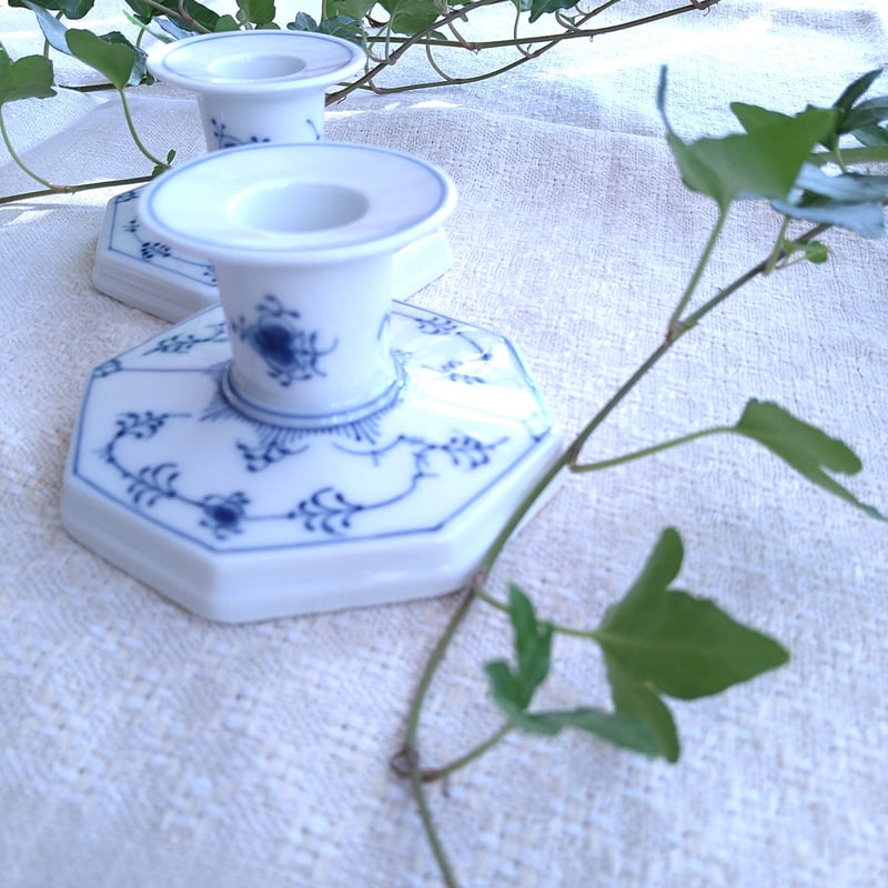 1969～1974年RoyalCopenhagenプレインのキャンドルホルダー8角形ペア/Ca