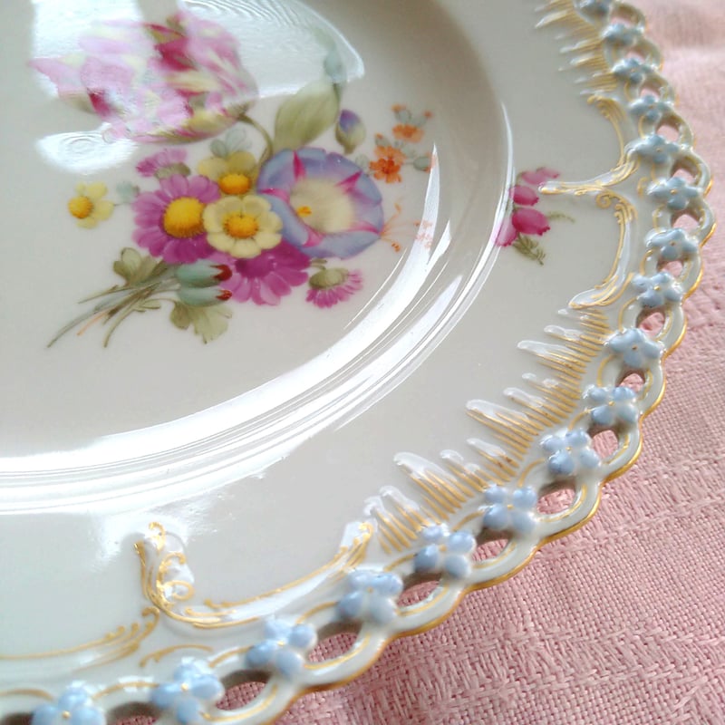 1915～1920年頃のKPMベルリン、忘れな草とレースの縁どり