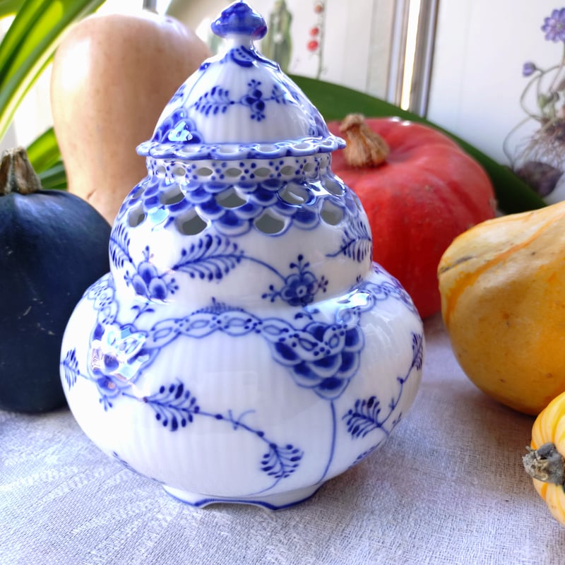 【美品】ロイヤルコペンハーゲン　ブルーフラワー 蓋付 ポプリポット　天使 未使用保管品 ROYAL COPENHAGEN ロイヤルコペンハーゲン ブルー