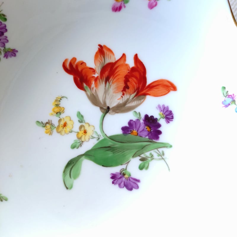 Meissenマイセンのオレンジチューリップの小さなコンポート高さ約14cmH