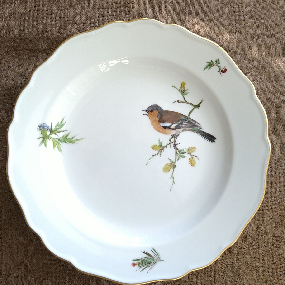 Meissenマイセン1957～1972年のドイツの鳥ズアオアトリのケーキ