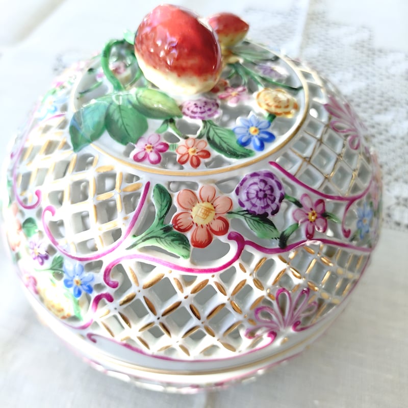 Herendヘレンド🦋🧙ファンタジー👑大きなボンボン入れ口径約15㎝D